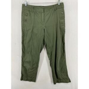 BASK ATELIER Pants Womens 10 M Cotton Stretch Twill Crop Ankle Mid Rise Green